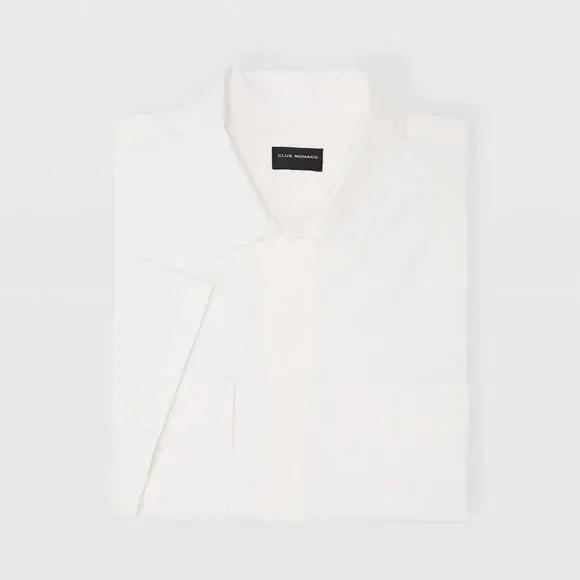 Club Monaco Men's Short Sleeve Utility Shirt Grey - Picture 6 of 8